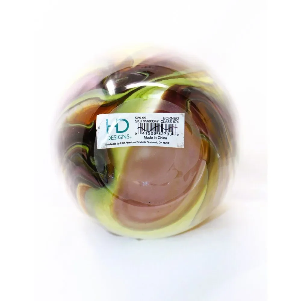 EUC With Tags! ~ HD Designs Oblong Borneo Glass Swirl Vase 12